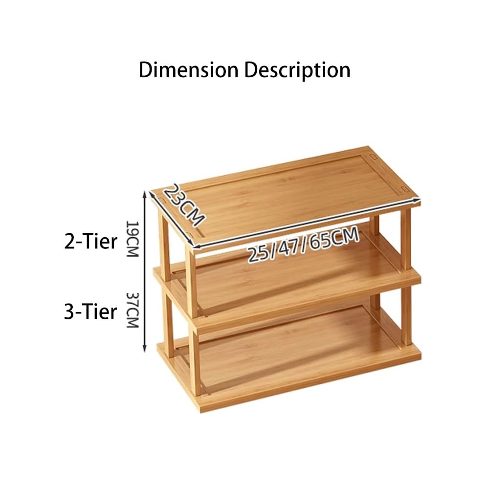 Generico Espositore Per La Casa, Libreria Da Scrivania In Legno A 2/3 Livelli, Organizzatore Di Libri Per Piccoli Spazi Salvaspazio(Brown,3-Tier 65x23x37cm)
