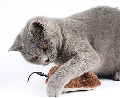 Lindle Cats Wind-up Plush Mouse Cat Catch Toy,for Pet Cat Kitten Play and Chase, Random Color(1PC)