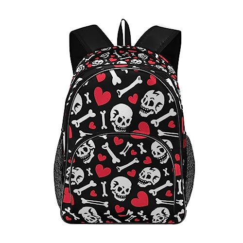 Sac à dos pour ordinateur portable motif crânes os cœurs anti mal de dos