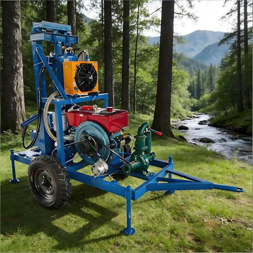 Water Well Drilling Rig Machine - Portable Well Drilling Rig for Home & Farm Supply, Versatile Design for Backyard Small Farms Remote Areas, Mobile Hydraulic Borehole Machine for Homeowners Landowners
