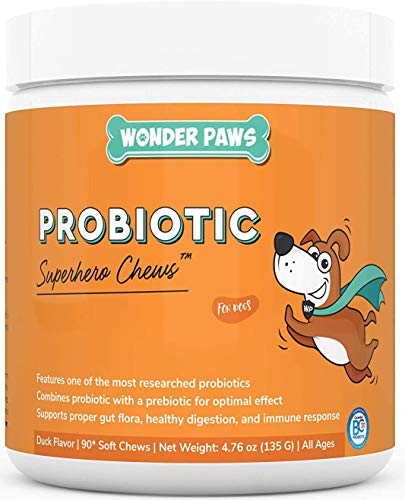 Wonder Paws Probiotics for Dogs  Daily Probiotic Supports Gut Health, Digestion, Gas, Bloating, Constipation, Stomach Relief & Immune Support - With Natural Probiotic & Prebiotic  90 Probiotic Chews