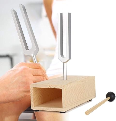 Miniatura 3 de Diapasón, martillo de diapasón, diapasón de afinación 440Hz, herramientas de percusión, martillo de madera, herramienta de sonido. Estante para