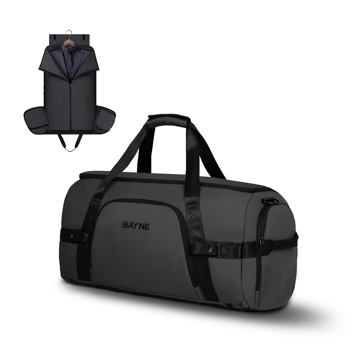 Foldable Travel Duffle Bag for Men & Women – Convertible Carry On Luggage, Large Garment Organizer for Flights - 2 in 1 Hanging Suitcase Suit Travel Bag (Black)-image-32