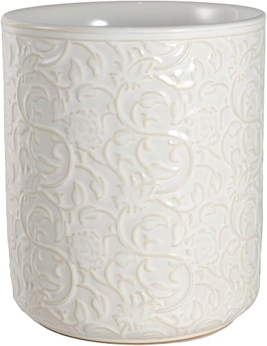 MEIGUI Soporte de cerámica para utensilios de cocina, soporte grande para utensilios de cocina con parte inferior de corcho de protección para