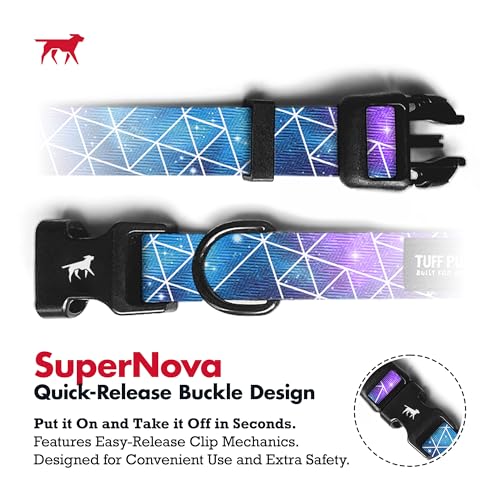 Image of Tuff Pupper Premium Adjustable Dog Collar for Small Girl Dogs, Stylish Pattern Collars Designed in USA, Quick Release Buckle, Supernova Print for Female Dogs, Small (0.7 Inch Wide x 8-12 Inch Neck)