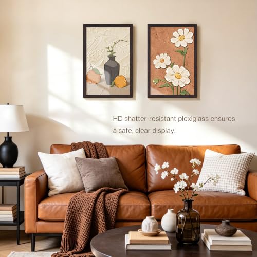 Image of Picrit 11x17 Picture Frame 3 Pack, Wall Mount Display, Walnut Wood Grain