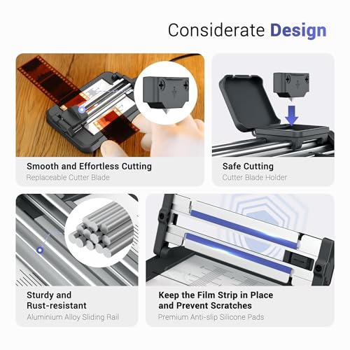 Image of Professional Slide Film Cutter for 35MM & 120 Medium-Format Negatives,Negative Cutter with Built in 11 Levels Adjustable Backlight Slide Film Old Photo Cutting Straight Accessories