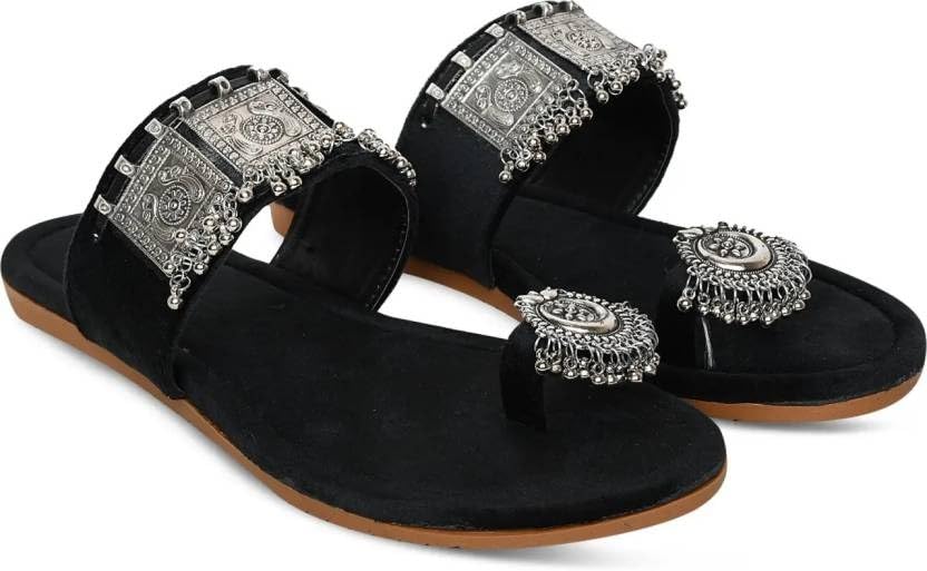 Designer Buckle black Flats For Women-image-13