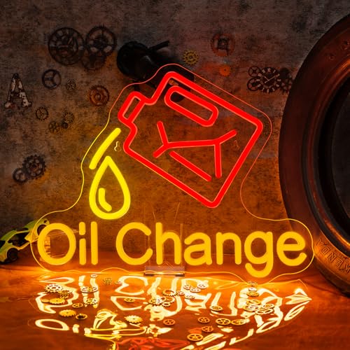 Image of Horseneon Oil Change Neon Sign Check Engine Neon Sign Garage Neon Sign Car Led Lights for Man Cave Wall Art Dimmable Garage Decor for Auto Room Workshop Garage Gas Station Gift