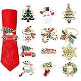 12 Piezas Servilleteros Navideños: Conjunto de Anillos Metálicos Dorados Duraderos para Decorar Servilletas y Embellecer la Mesa en Navid