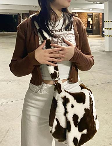 Bolso bandolera de piel sintética con estampado de vaca miniatura 7