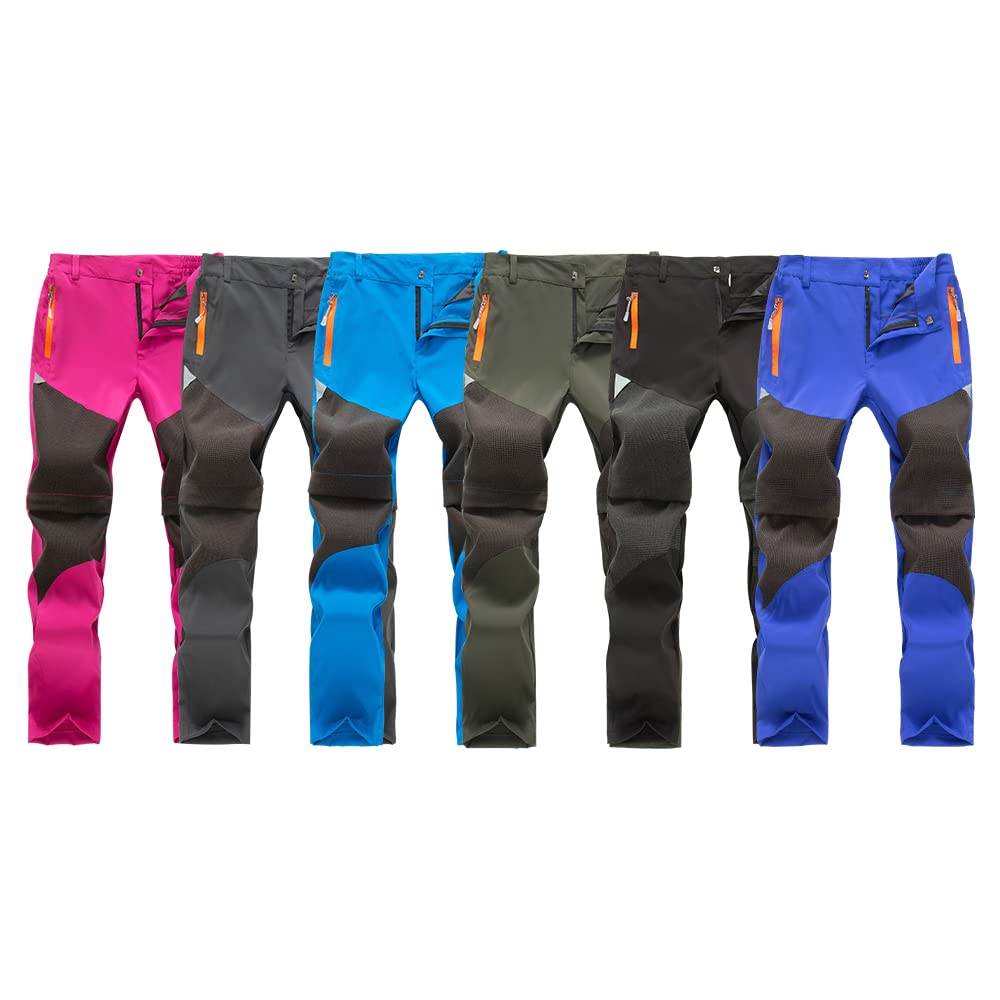 Kinder Outdoorhose Wanderhose Zip Off Hose abnehmbare hosebeine Jugend Mädchen Trekkinghose 2-in-1-Funktionshose Sommer mit Gürtel Schnelltrocknend Atmungsaktiv
