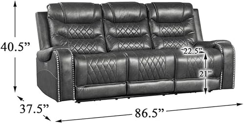 Miniatura 3 de Lexicon Derringer Wall Hugger Power - Sofá reclinable doble, color gris Gris,Marrón,https://www.amazon.com/dp/undefined