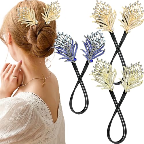 3 PACK Rhinestone Bun Maker Crystal Hair Bun Maker French