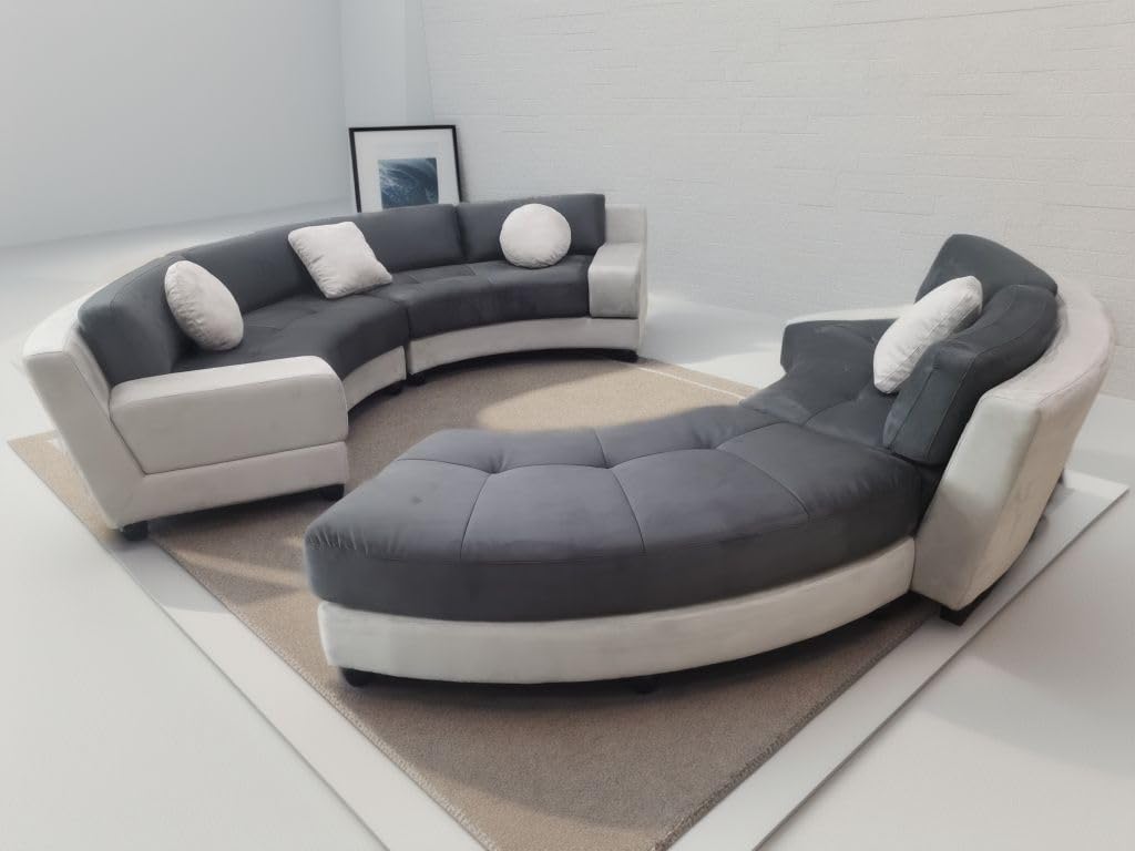 Stendmar L Shape U Shape Reversible Modern Microfiber Fabric Sectional Couch Sofa Set S606GY 2 Tne Gray/Dark Gray