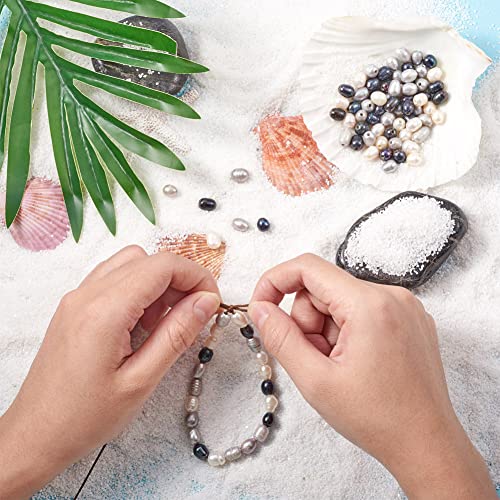 Image of Beadthoven 120pcs Natural Oval Freshwater Pearl Beads Rice Shape Large Hole 1.8mm Large Hole for Leather Cord Jewelry Making DIY Crafts 7-10 (Assorted)