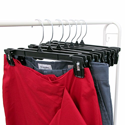 Hanger Central Recycled Heavy Duty Plastic Bottoms Hangers with Ridged Pinch Clips Pants Hangers, 12 Inch, Black, 25 Pack - Thumbnail 2