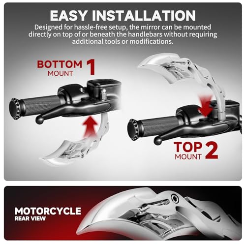 Image of DREAMIZER Motorcycle Mirrors Compatible with Harley- 8MM 10MM Universal Flame Mirror for V Rod Night Softail Rod Breakout Sportster 48 883 1200 Street Electra Glide Road Glide, Chrome