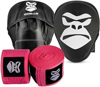 Manopla De Foco Aparador Soco Muay Thai Boxe + Faixa de Mao Fita Esportiva Bandagem Atadura Gorilla