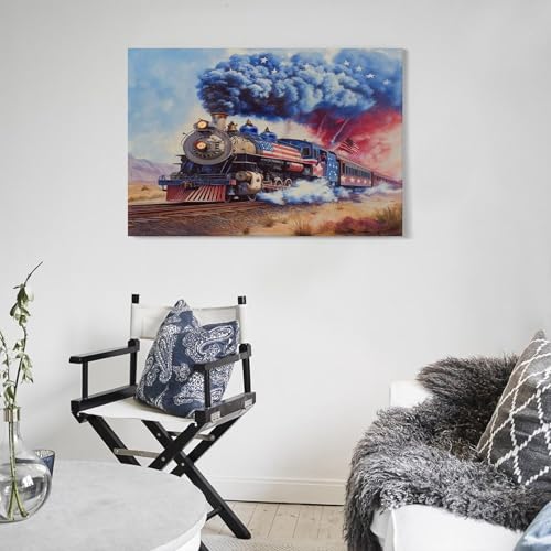 Tableau train à vapeur pour habiller un grand mur blanc - 5