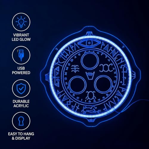 Image of Cult Leader Symbol Neon Sign - Silent LED Light for Wall Decor, Dimmable USB Powered Horror Aesthetic Night Light for Bedroom, Man Cave, Game Room, Fans Gift (Blue Light)