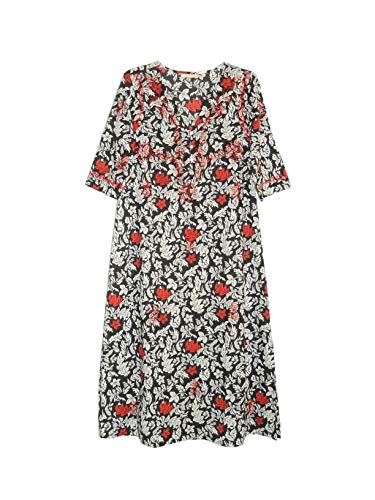 La Cera Printed Caftan (S, Black/Red) #TOP6