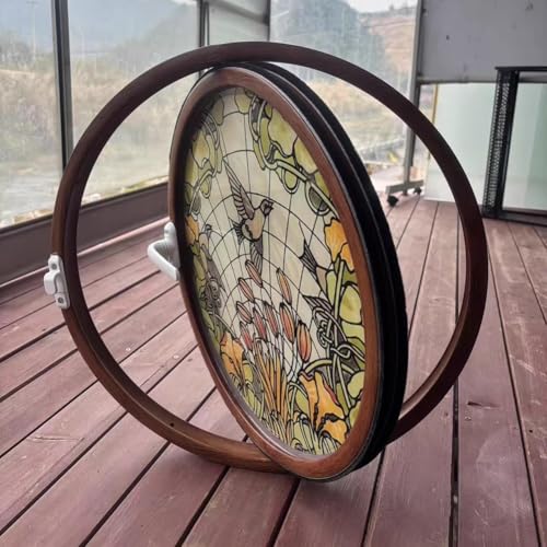 HEFJIAYCIQ Embedded Rotating Round Aluminium Alloy Window, 360° Rotating with Tempered Glass And Handles, Ventilation As Replacement for Living Room, Office, Cafe,Brass,75cm/29.5in