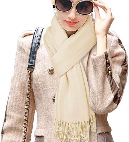 Eonthry USB Rechargeable Heated Scarf Electric Heating Shawl Soft Warm Neck for Women (Cream)