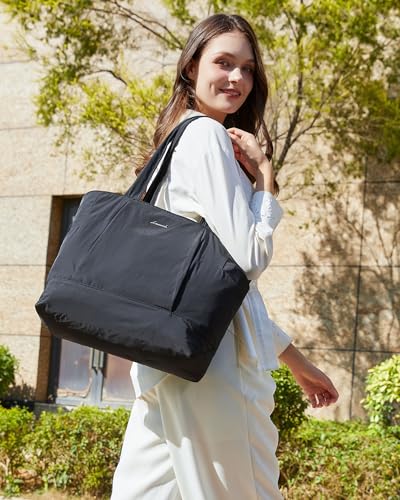 LOVEVOOK Lightweight Tote Bag for Women Travel and Work with Zipper and Laptop Compartment
