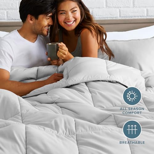 Image of Bare Home Comforter Set - Queen Size - Ultra-Soft - Goose Down Alternative - Premium 1800 Series - All Season Warmth (Queen, Cloud Grey)