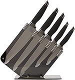 TOWER Damascus Effect Kitchen Knife Set with Stainless Steel Blades and Acrylic Stand, 5 Piece, Mirror Black 5 Piece