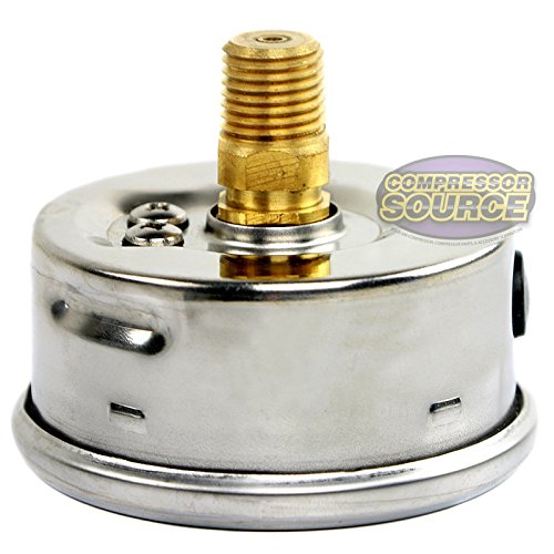 New Stainless Steel Liquid Filled Pressure GAUGE WOG Water Oil Gas 0 to 160 PSI Center Back Mount 0-160 1/4" NPT Male 2.5" FACE DIAL for Compressor Hydraulic AIR Tank - Image 7