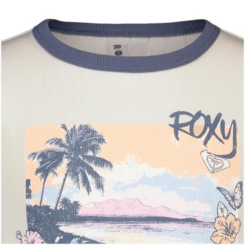 Image of Roxy Girls' Short Sleeve Snug Fit Ribbed Tee, Crew Neck Graphic T-Shirt, Soft & Comfortable