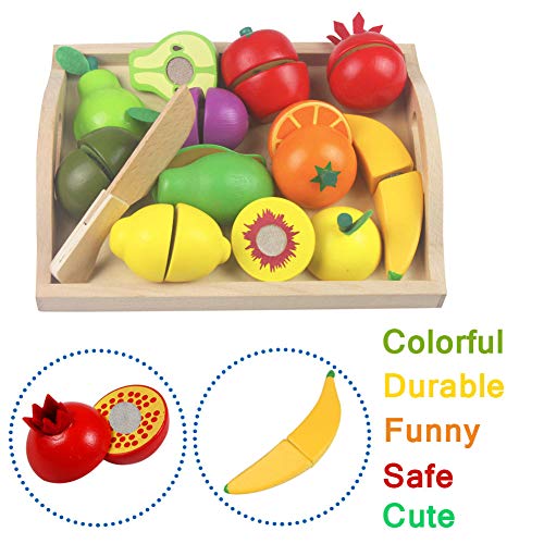 Mango Town Holz Obst Gemüse Spielzeug Kinderküche Zubehoer Spielzeug Kaufladen Holz Kaufmannsladen Zubehör Schneiden aus… – Bild 5