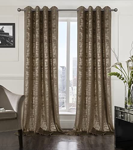 always4u Mocha Soft Velvet Curtains 108 Inch Length Long Luxury
