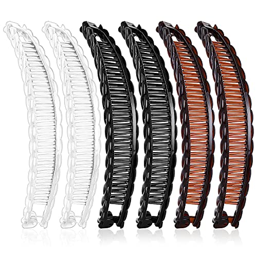 Molain 6 Pcs Fishtail Shape Hair Clip Waves Clincher Combs Banana Hair Claw Clips Ponytail Grip Hair Accessories for Women and Girls