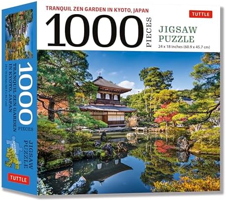 Tranquil Zen Garden in Kyoto Japan- 1000 Piece Jigsaw Puzzle: Ginkaku-ji, Temple of the Silver Pavilion (Finished Size 24 in X 18 in) image 2