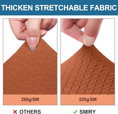 Image of Smiry Waterproof Seat Covers for Dining Room Chairs, No Rear Covers | Stretch Jacquard Removable Washable Chair Seat Slipcovers Protector, Set of 6, Rust