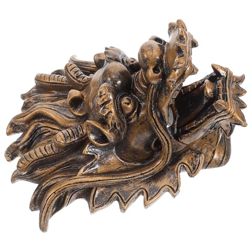 BIUDECO Fuente Exterior de Pared Cabeza de Dragón Resina Color Cobre Rociador de Agua para Jardín y Patio Trasero Fuente Mural Grande para Villa y Decoración de Exteriores