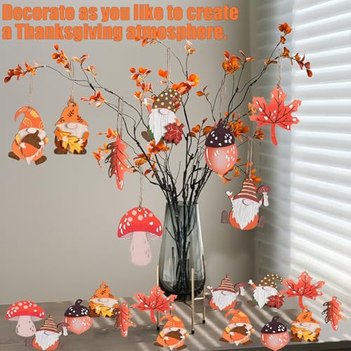 FZYESNO 24er Set Herbstdeko zum Aufhängen, Holz Herbst Dekoration, Herbstdeko Innen und Draußen, Bunte Herbst Deko, Herbstdeko Fenster Hängend, Deko Herbst mit Seil für Herbst und Thanksgiving (Groß)