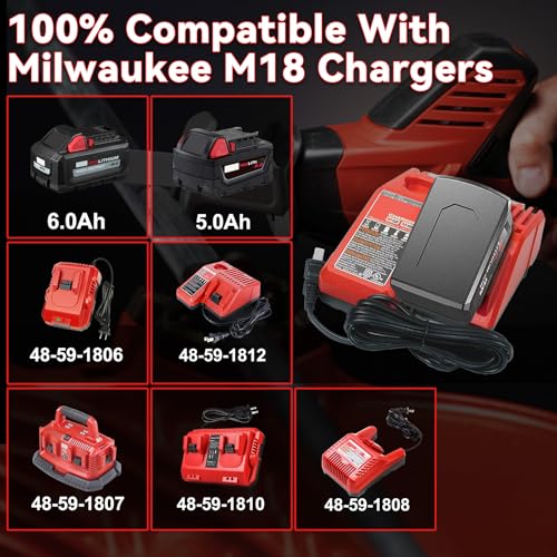 Image of 2Pack 8.0Ah Replacement for Milwaukee m18 Battery Compatible with 18V Lithium Battery 18 Volt 48-11-1810 48-11-1820 48-11-1840 48-11-1850 48-11-1828 48-11-1860 Cordless Power Tools