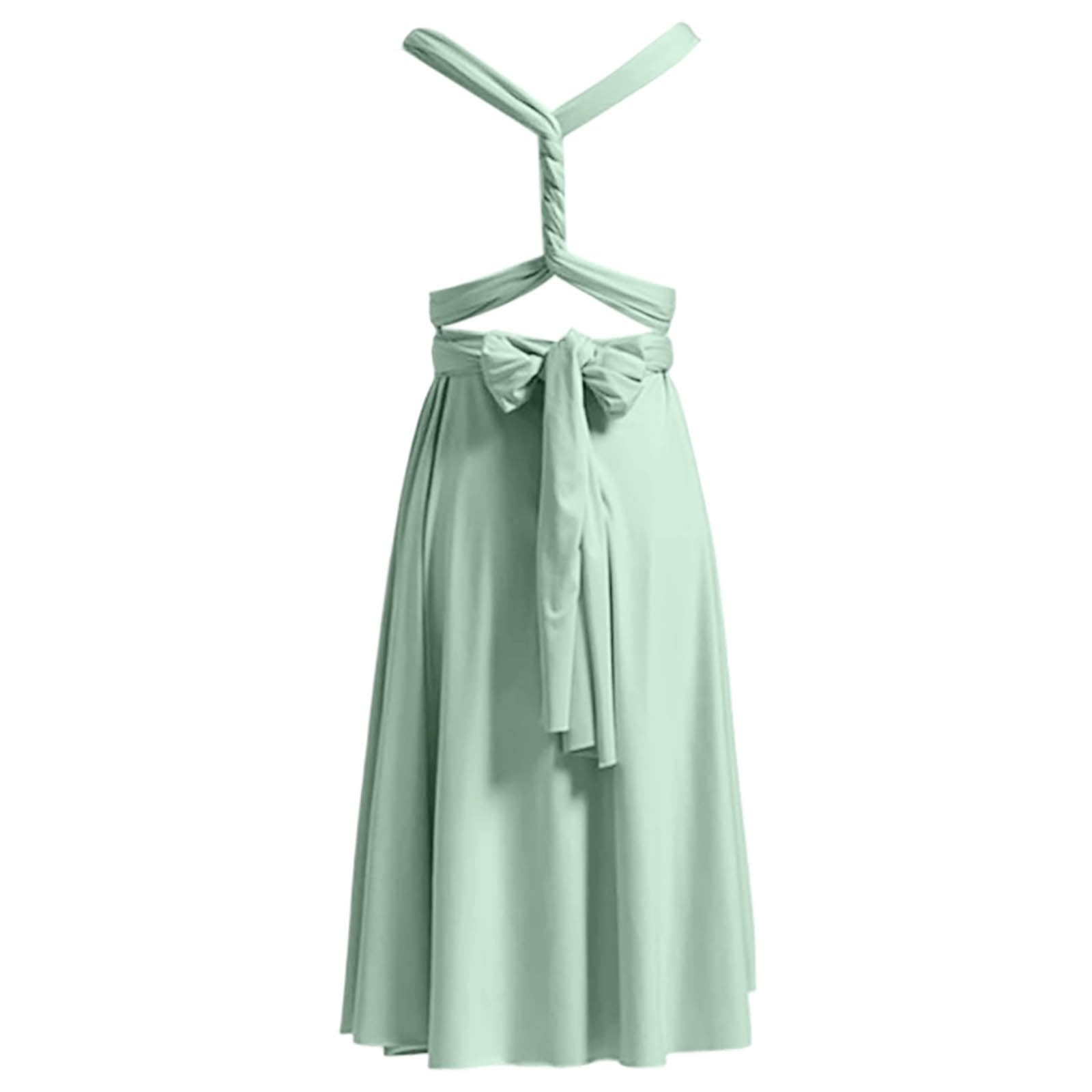 Kleid mit Bandeau Brautjungfernkleider, Lang Einheitsgröße Wickelkleid Damen, Multiway Kleid Hochzeitsgäste Trauzeugin Kleid