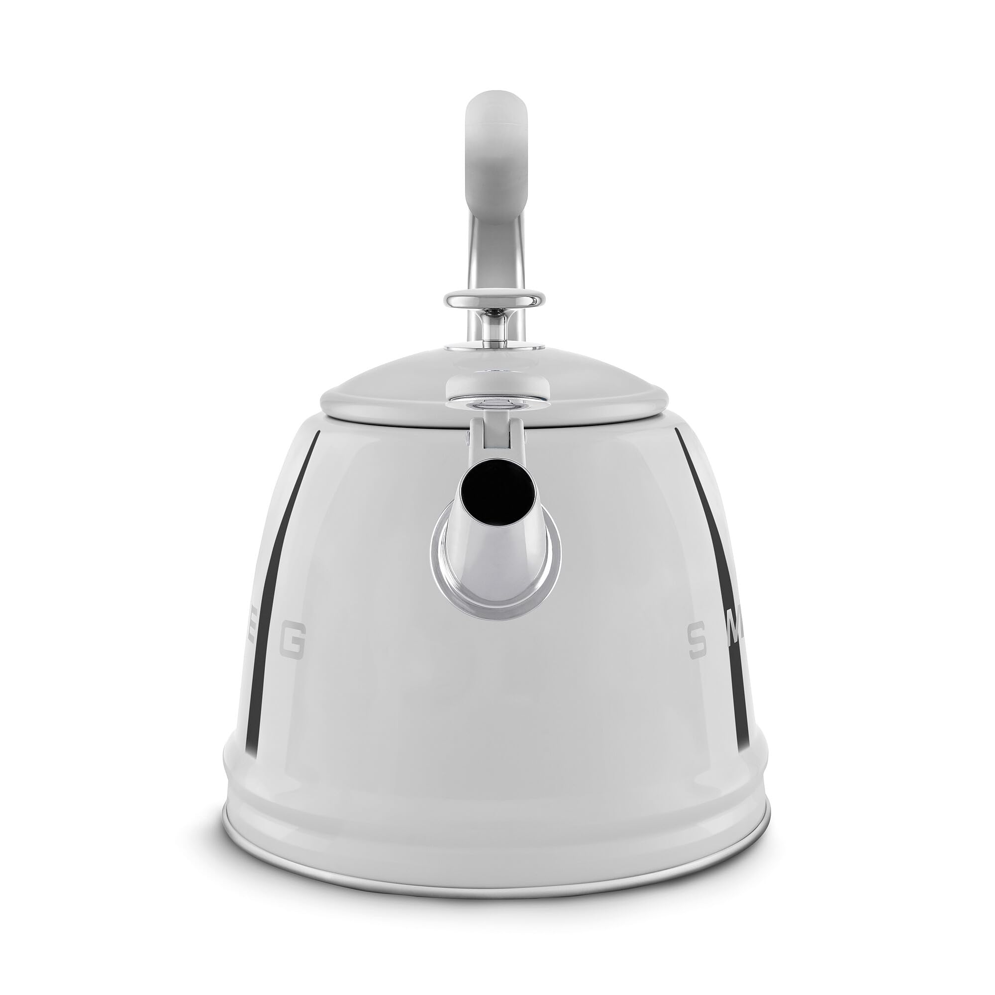 SMEG Stovetop Whistling Kettle – 50s Retro Style, 2.3 Liter (10 Cup / 2.4 Quart) Stainless Steel Tea Kettle with Iconic Design & Whistle – Premium Kitchen Statement Piece (Silver)