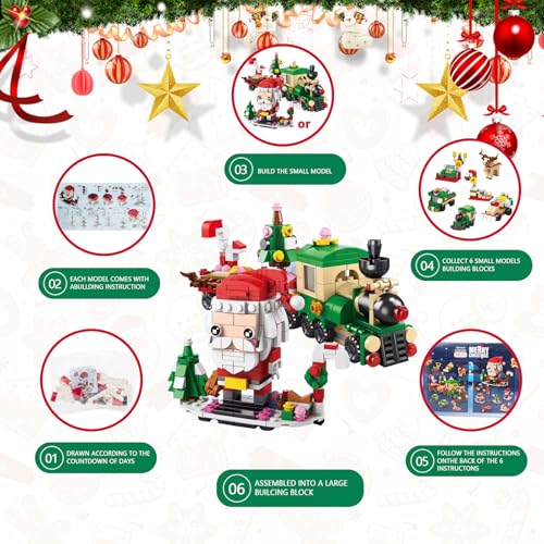 Christmas Advent Calendar 12 IN 1 Santa Claus Train Building Blocks DROPS TO - image 5