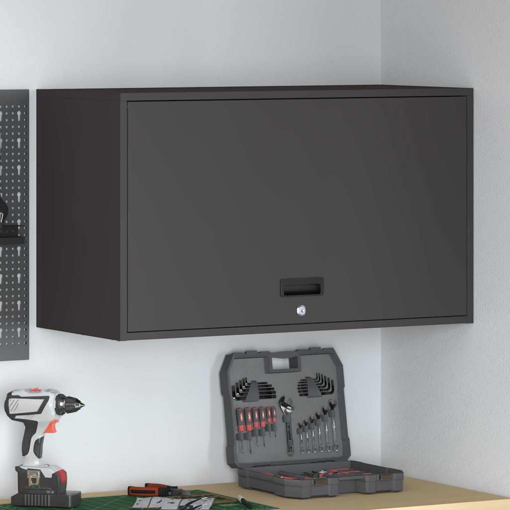 Armario de pared negro, 40 x 90 x 53 cm, taquilla de acero con elevador a presión de gas, armario seguro para ahorrar espacio, diseño moderno para garaje, taller, pasillo
