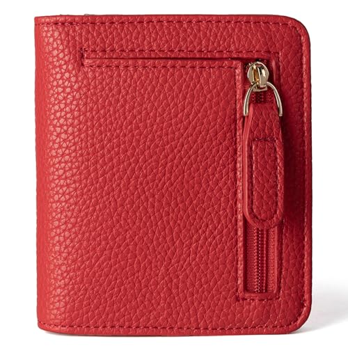 beceere Carteira feminina Walle com bloqueio de RFID, pequena e compacta com bolso dobrável e compartimento para identidade, Vermelho, Bonito