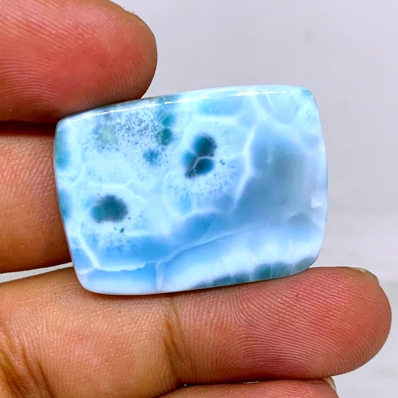 Larimar naturel cabochon rectangle 30x22mm pour création joaillerie unique