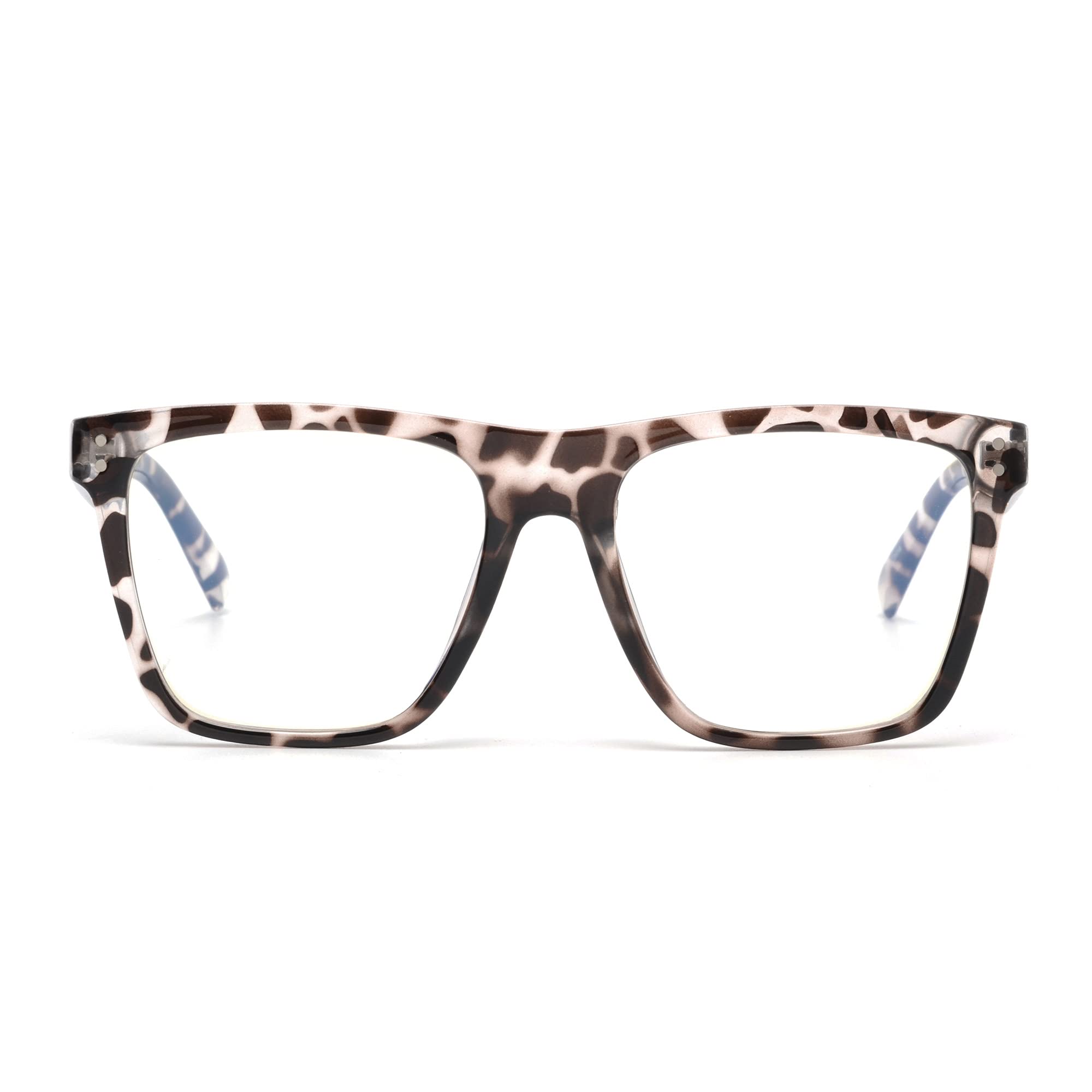 GLINDARBlue Light Blocking Glasses for Women Men Oversized Square Computer Glasses Reduce Eye Strain, Clear Tortoise, One size