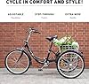 Viribus 26 Inch Adult Tricycle, 7 Speed Adult Trike 3 Wheel Cargo Bike with Basket & 205 kg Cap for Men Women Senior, Adjustable Three Wheel Bike Cruiser Bicycle for Shopping Cycling Pedalling, Black #3