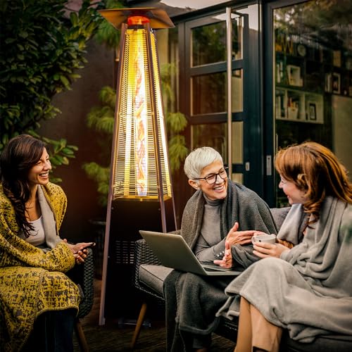Pamapic 8560 Patio Heater With Cover, 48,000 Btu Pyramid Flame Outdoor Heater Quartz Glass Tube Propane Heater thumb #1